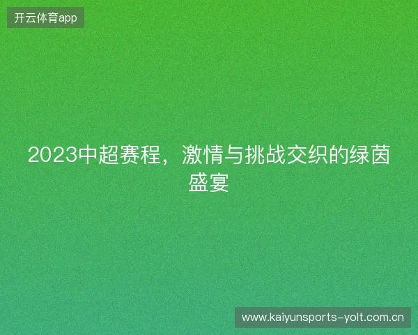 2023中超赛程，激情与挑战交织的绿茵盛宴